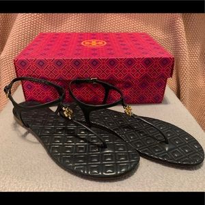 Tory Burch Marion Navy Quilted Sandal